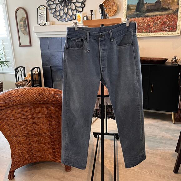 Levis Jeans Mens Size 34 X 30 Slate Blue Gray 501 Button Fly Straight Leg - Picture 16 of 16